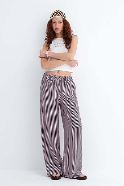 Addax Striped Wide Leg Pants Pn18501