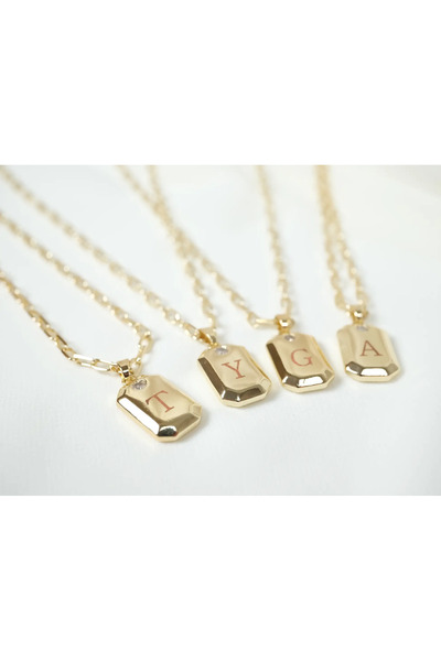 ATELİER TUĞBA Kol113 Vip Harf Gold Necklace