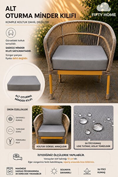 Fifty Home 1 Piece Garden Balcony Rattan Sofa Bottom Seat Cushion Cover – Wat...