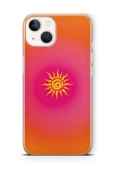 FLAMENKO حافظة هاتف شفافة بنمط الشمس الرجعي متوافقة مع هاتف iPhone 14 Plus