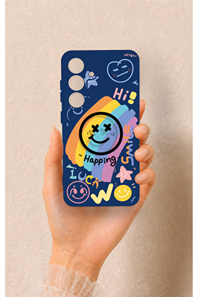 Vip Case Samsung S25 Uyumlu Happing Smile Desenli Silikon Kılıf