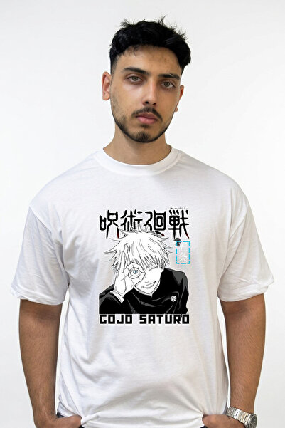 Anetos Gojo Satoru_22 Design Printed Oversize White T-Shirt