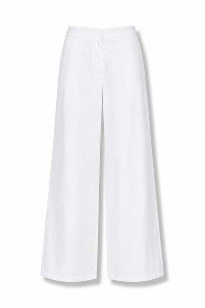 5in1Canpolat Pantaloni albi cu croială Palazzo 1482