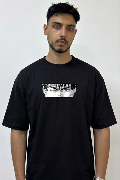 Anetos Guts Berserk_20 Design Printed Oversize Black T-Shirt