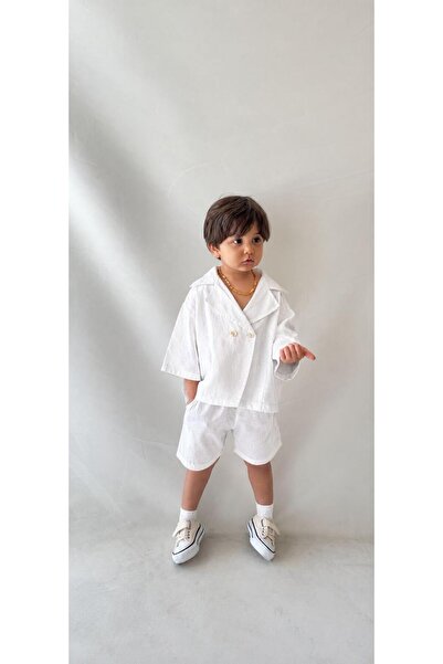 bohemiankids baby wear Belo laneno odelo za dečake