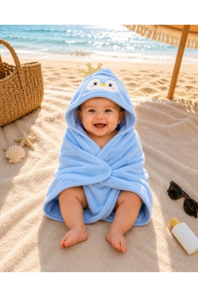 Superbaby Prosop cu glugă pentru copii și bebeluși, albastru – Model Pinguin ...