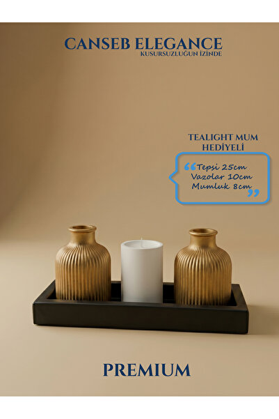 CANSEB Elegance Premium - Gold Color - Set of Four Mini Vases and Candle Hold...