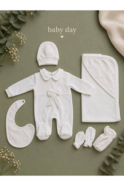 Baby day Classic Premium 6-Piece Baby Girl Layette Set with Lace and Bow Acce...