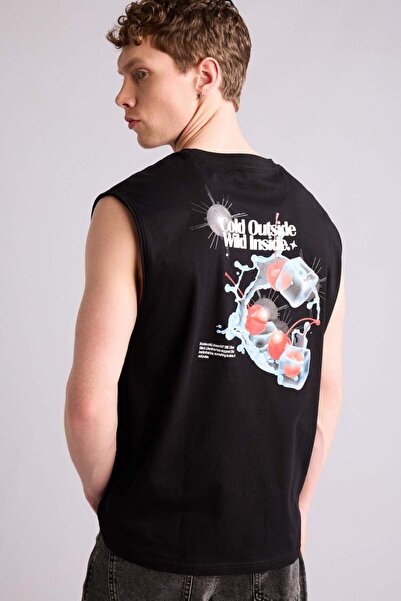 DeFacto 100% Cotton Boxy Fit Printed Tank Top G5633Ax26Sm