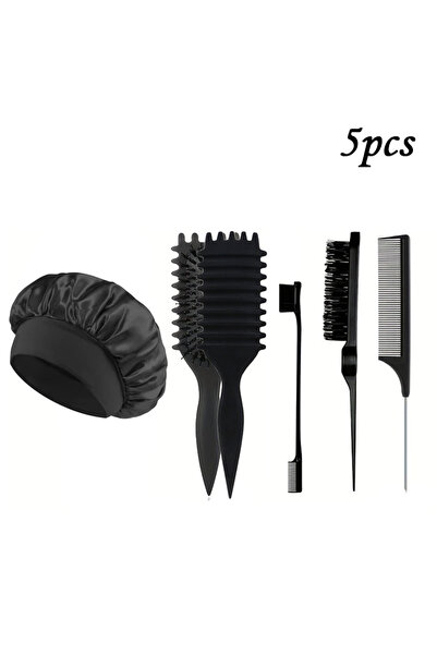 Choice5 5pcs Black 1/5/7pcsHair Care Kit Rolling Candy Brush with Rat Tail Ed...