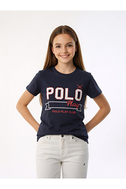 Polo Play By Styli تي شيرت مطبوع عليه شعار للفتيات المراهقات