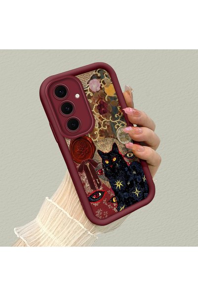 ARTISHELL Samsung Galaxy S24 FE Uyumlu Gizemli siyah kedi desenli silikon tel...