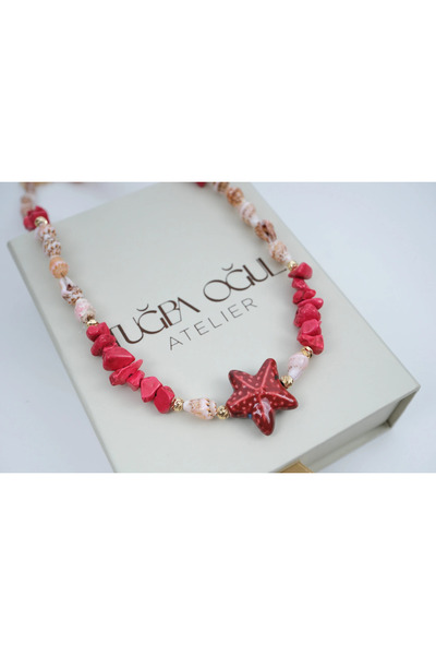 ATELİER TUĞBA Ykl103 Summer Necklace with Starfish and Shell Details