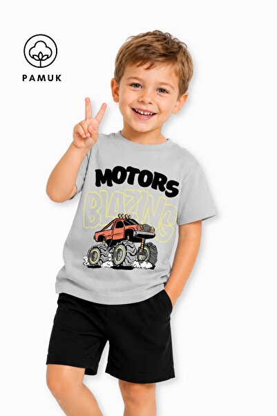 difa kids Motors Car Printed Casual Short Sleeve Summer Boy's T-Shirt