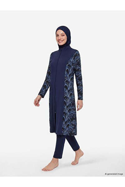 LC Waikiki Women's Hijab Swimsuit Set with High Neckline Pattern (S6)