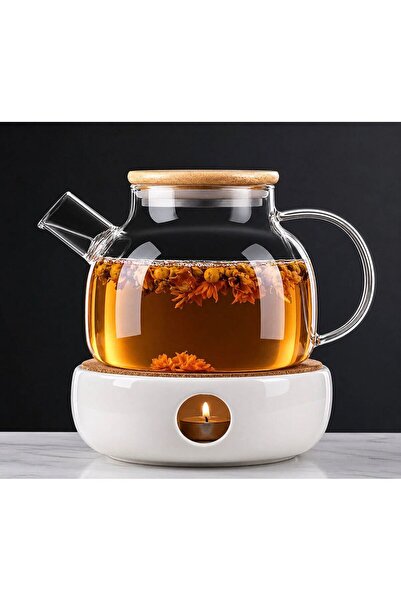 s elsa home Dolce 1000 ml Isıya Dayanıklı Borosilikat Cam Çaydanlık Demlik Ba...