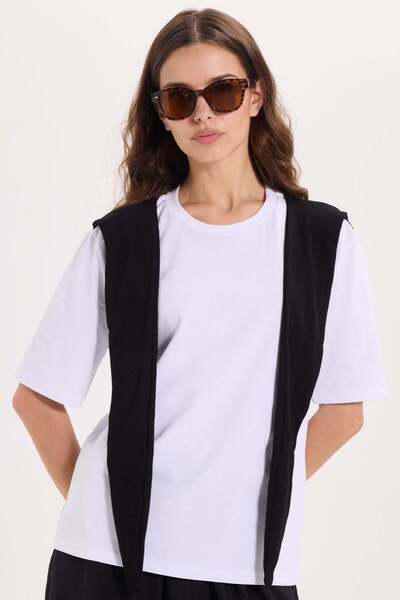 Tudors Women's Oversize Wide Cut 100% Cotton Shoulder Tie Short Sleeve Crew N...