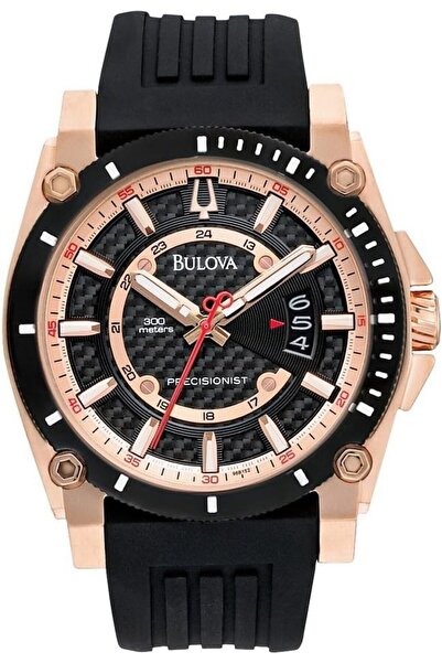 Bulova ساعة رجالية من Icon Precisionist بثلاثة عقارب وتقويم، مصنوعة من الفولا...