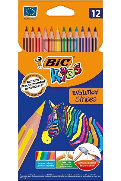 Bic Σετ Χρωματιστά Ξυλομπογιές Παιδική Εξέλιξη Ρίγες 12 τεμάχια (9505221)