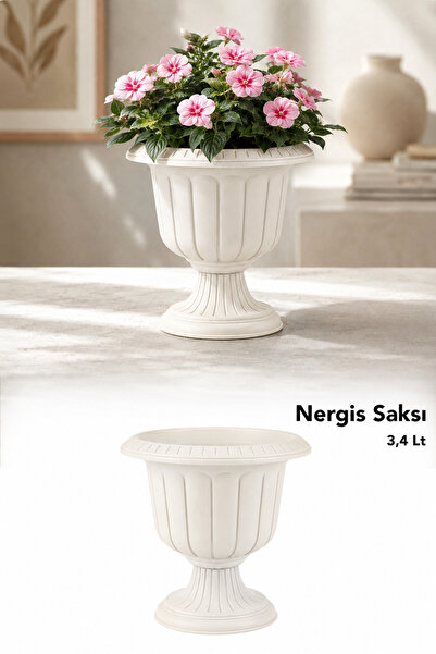 Meleni Home Ayaklı Bitki Saksısı - Deliksiz Plastik Salon Balkon Dekorasyon Ç...
