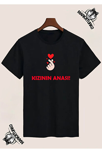 MarkaTurko Mother of the Girl Special Design Printed Black T-Shirt