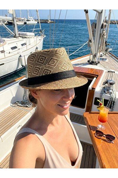 PIECE SIGNATURE Geometric Patterned Summer Beach and Casual Fedora Hat (57-58...