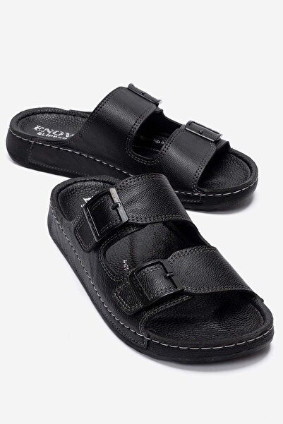 CCWAY AYAKKABI Enova 2 Buckle Men's Slippers Black