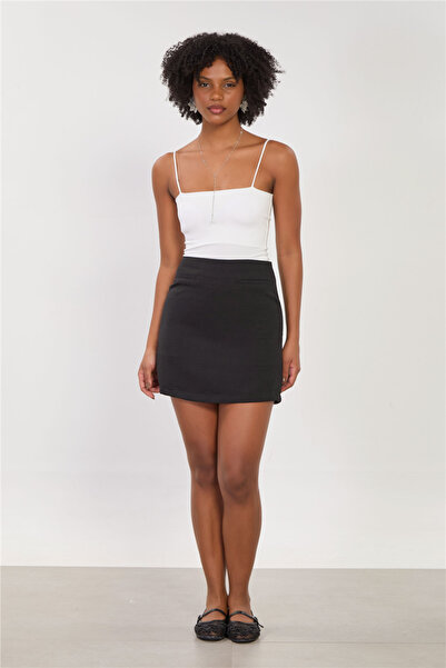 BARRELS AND OIL Women's fleto pocket textured short skirt - black