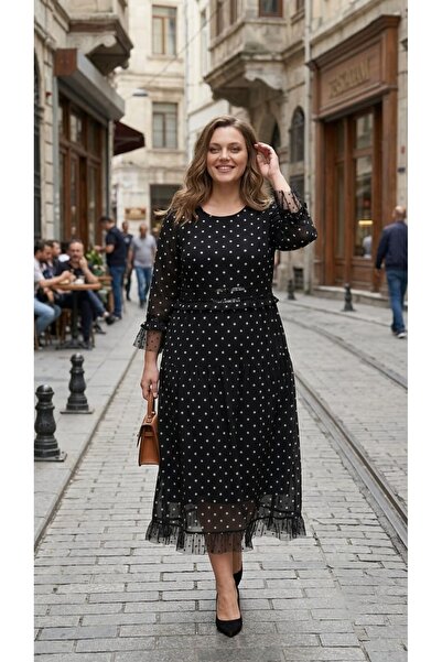 MAXLEVEL MODA Polka Dot Plus Size Women's Dress