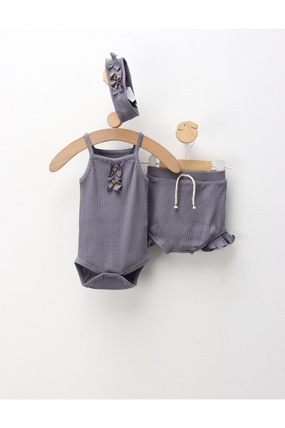 MiniKids Costumas de vara, 3 piese, For Girls, gri