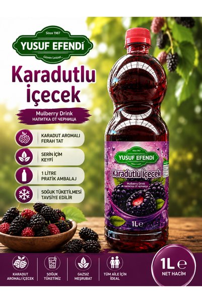 YUSUF EFENDİ KARADUT 1L – Ferahlatıcı KARADUT Aromalı Gazsız İçecek