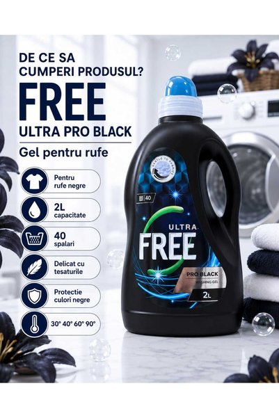 FREE Detergent lichid pentru rufe negre Pro Black, 2 L, 40 spalari