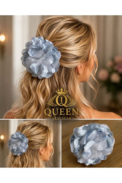 QUEEN AKSESUAR Luxury Large Volume Gray Peony Rose Flower Pearl Hairpin