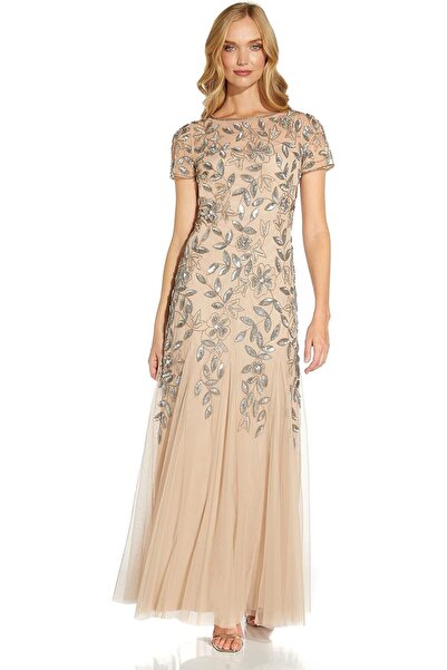 Adrianna Papell Women's Beaded Floral Godet Dress