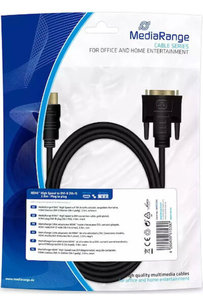 MediaRange Καλώδιο DVI-D αρσενικό σε HDMI αρσενικό, 2μ, Μαύρο (MRCS185)