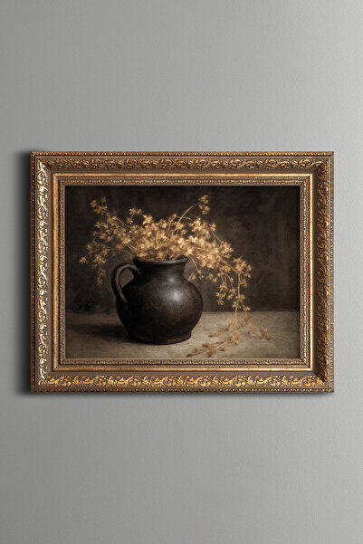 epiqart Dried Flowers Still Life - Vintage Patterned Painting - Thick Model