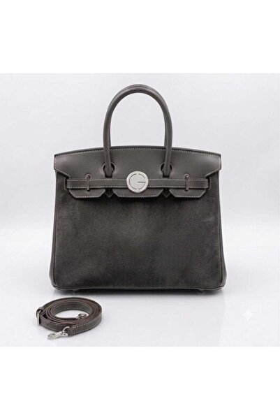 Generic TOP Choice Elegant Suede-Look Top Handle Satchel Bag with Silver-Tone...