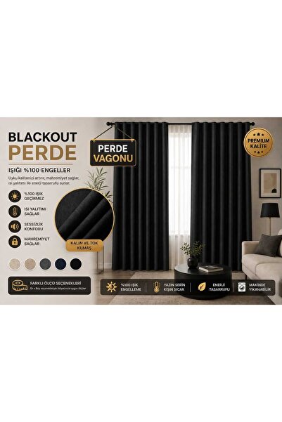 perde vagonu modern blackout perde - Tek Kanat - 100x250 cm