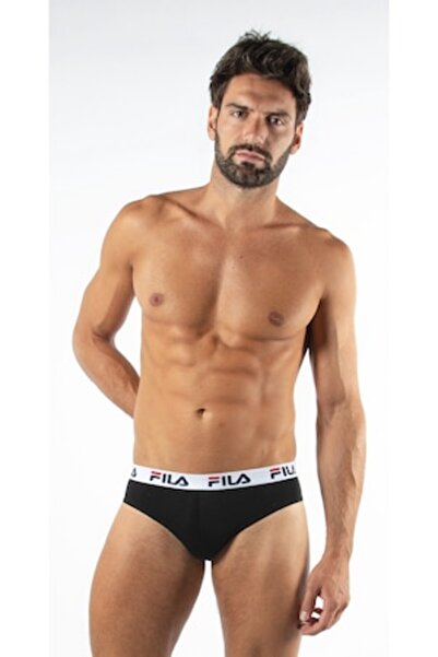 FILA Slipuri bărbătești cu bandă cu logo, negre, S