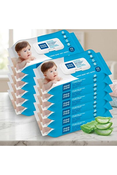 mee mee Wet Wipes for Baby Skin with Aloe Vera | 72 Wipes x Pack of 12 (864 W...