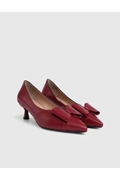 İLVİ Diona Genuine Leather Women's Burgundy Heeled Shoes