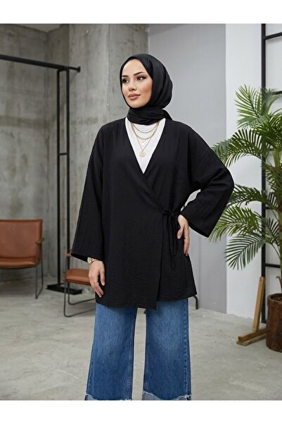 Naknaku Side-Tie Strawberry Tunic-Black