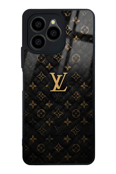 Spoyi حافظة هاتف أوميكس X6 باللون الأسود والذهبي بتصميم LV لامع
