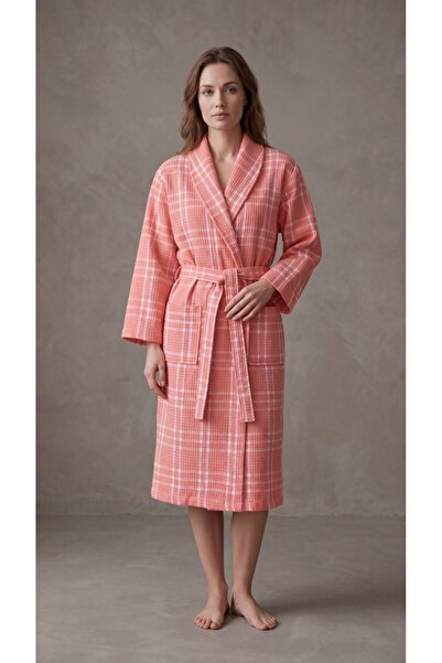 Vintero Home Summer Striped 100% Cotton Pique Bathrobe – Shawl Collar