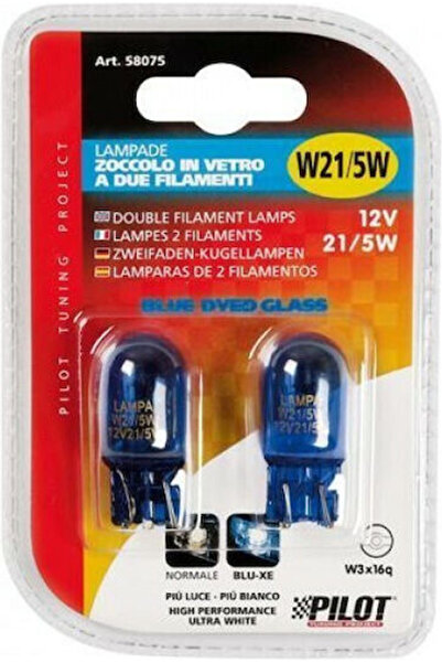 Lampa Λάμπες Αυτοκινήτου Μπλε Βαμμένο Γυαλί Wedge W21/5W Αλογόνου 4500K Λευκό...