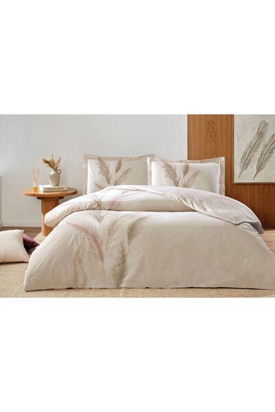Özdilek Miscanthus Fitted Lastikli Çarşaflı Tek Kişilik Nevresim Takımı Krem