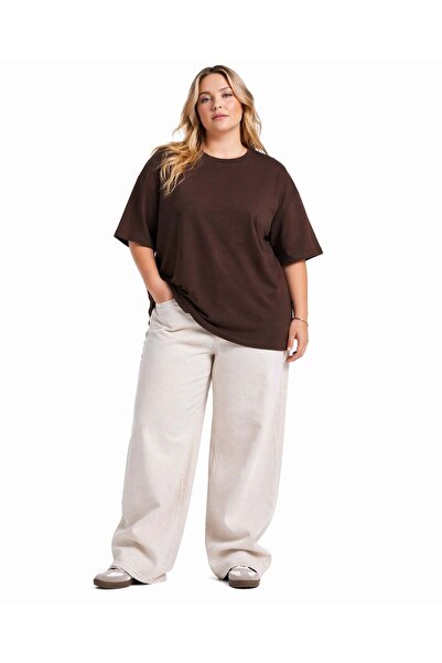 Espina Premium Women's Basic Oversize Large Size Short Sleeve T-Shirt