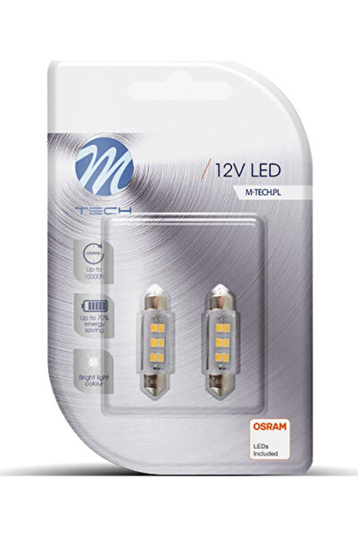 M-TECH Λάμπες Αυτοκινήτου C10W / C5W LED 12V 0.38W 2 τεμάχια