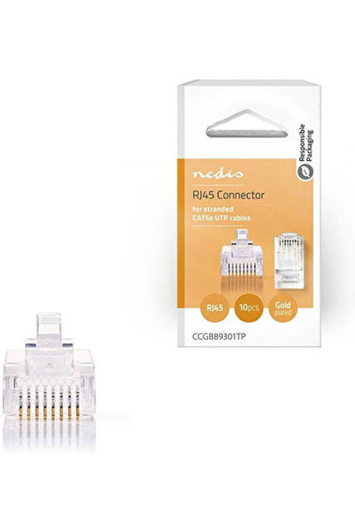 Nedis Βύσμα RJ-45 αρσενικό 10 τεμάχια Χρυσό (CCGB89301TP)