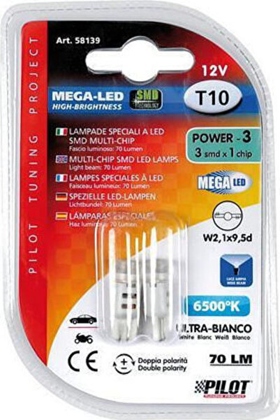 Lampa Λάμπες Αυτοκινήτου & Μοτοσικλέτας Mega-Led Υψηλής Ισχύος 3 Λευκά T10 LE...